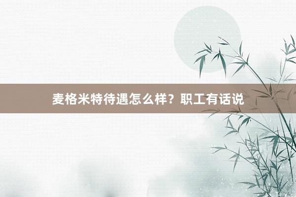 麦格米特待遇怎么样？职工有话说